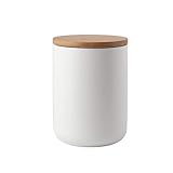 Keramik Vorratsdosen, Aufbewahrungsdose Frischhaltedose mit Bambusdeckel und Silikonring (Weiß,27.05oz/800ml)