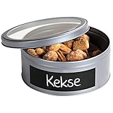 Kesper Aufbewahrungsdose mit Sichtfenster im Deckel, aus Weissblech hergestellt, Keksdose inkl. beschreibbarem Feld, Maße: 8,3 x...